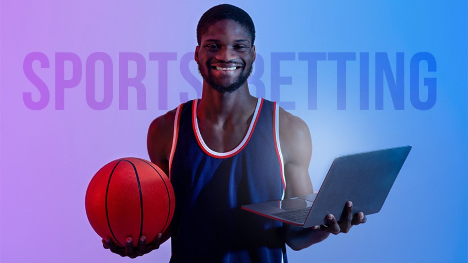 A Man Holding a Laptop and a Basket Ball